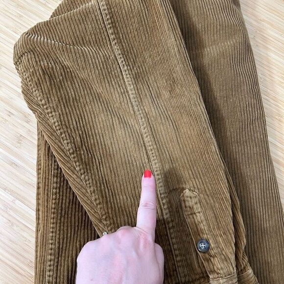 J.Crew Mens Corduroy Shirt Jacket L Brown Plaid Flannel Lined Cotton Heavy - Picture 7 of 9